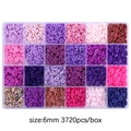 Coffret 24 cases de perles heishi en pâte polymère 6 mm pour création de bijoux DIY - Série Violette