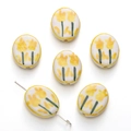 Hand-painted ceramic tulip beads in yellow for DIY jewelry and bracelet crafting - 16x20mm / Yellow