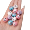 Macaron gekleurde houten kralen met koe- en melkpatronen voor DIY handgemaakte sieraden - Dieren Serie / 16mm (10 Stuks/Verpakking)
