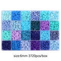 Kit de perles Heishi 24 couleurs, disques d'argile 6mm bleu et violet, 3720 pièces - Série Bleue