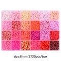 Kit de 3720 perles plates en argile 6mm en 24 compartiments aux tons rose et rouge - Série Rouge
