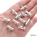 Silver 13mm bamboo-shaped alloy bead connector with loop for DIY jewelry making - Bamboo Joint Three-Way Connector / 5 Pieces/Pack (13mm) / Silver