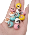 Gekleurde handbeschilderde houten kralen met hondenpatronen voor DIY sieraden maken - Handbeschilderde Honden Serie
