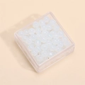 DIY translucent white glass beads with oily finish in a clear square storage box - 4mm (1mm Hole, 10g/Pack, Approx. 100 Pieces) / Oiled Alabaster
