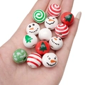 Kerst houten kralenset met sneeuwpopmotief voor DIY-sieraden in feestelijke kleuren - Kerst Sneeuwpop Serie
