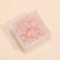 Pink round glass seed beads for DIY jewelry stored in a clear square plastic box - 4mm (1mm Hole, 10g/Pack, Approx. 100 Pieces) / Oiled Pink Jade