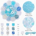 Blue and white DIY jewelry kit with acrylic beads and flower storage box - Blue Ice