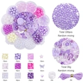 DIY purple acrylic bead kit in plum blossom box with elastic strings and letter beads - Purple Magic