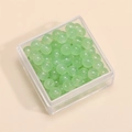 Perline di vetro rotonde verde chiaro semitrasparenti in una scatola di plastica - 4mm (Foro da 1mm, 10g/Confezione, Circa 100 Pezzi) / Giada Verde Chiaro Oliata