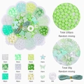 DIY jewelry making kit with green acrylic beads and star charms in a flower box - Green Fairy