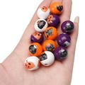 Bedrukte Halloween houten kralen met pompoen- en heksenmotieven voor doe-het-zelf sieraden - Paascollectie