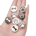 Handgemaakte houten kralen met pootafdrukken voor DIY-sieraden en hobby - Zwart-wit Pootafdruk