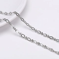 Silberne Edelstahlkette mit texturierten Gliedern für DIY-Halsketten und Armbänder - Lippe Figur 8 Geprägte Kette (FLB075) / 1 Meter/Packung