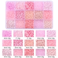 Pink DIY jewelry making bead kit with 15 compartments of assorted beads and charms - 15-Grid Seed Bead Kit (10g/Grid Total 150g) / Pink Series