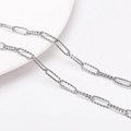 Embossed silver paperclip chain necklace DIY component in stainless steel finish - 1.0 Long Link Star Chain 4x12mm / 1 Meter/Pack