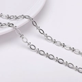Silberne strukturierte ovale Gliederkette aus Edelstahl für DIY Halsketten Design - Lippe Figur 8 Musterkette (FLB075) / 1 Meter/Packung