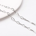Polished silver stainless steel oval link chain for DIY necklace and bracelet jewelry - 0.8 Triangle Wire Chain 4.5x9mm / 1 Meter/Pack