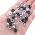 Flat round acrylic large hole beads in black white silver and glittery transparent - Diameter approx. 9mm, Height approx. 6mm, Hole approx. 3.5/4mm / Black & White Series (Approx. 100 pcs/Pack)