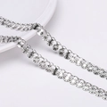 Halskette aus Edelstahl in Silber mit runden Anhängern und Sonnenstrahlgravur für Damen - Sonnenblume Anhänger Scheibenkette (FLB075) / 1 Meter/Packung