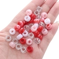 Colorful acrylic barrel beads in red and pink for handmade DIY jewelry bracelets - Diameter approx. 9mm, Height approx. 6mm, Hole approx. 3.5/4mm / Red Series (Approx. 100 pcs/Pack)