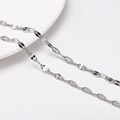 Silver polished stainless steel coffee bean link chain for DIY jewelry making - Lip Style Chain (Approx. 3.6mm Wide) / 1 Meter/Pack