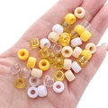 Assorted colorful acrylic large hole beads held in hand for DIY jewelry making - Diameter approx. 9mm, Height approx. 6mm, Hole approx. 3.5/4mm / Yellow Series (Approx. 100 pcs/Pack)