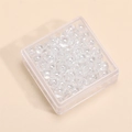 Perline di vetro rotonde trasparenti in scatola quadrata per gioielli fai da te - 4mm (Foro da 1mm, 10g/Confezione, Circa 100 Pezzi) / Bianco Brillante Oliato