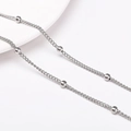 DIY silver stainless steel cable chain with small polished beads for making jewelry - Side Wrapped Bead Chain (Approx. 2.1mm Wide) / 1 Meter/Pack