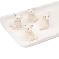 Set of four white flocked puppy charms with silver rings for DIY jewelry and crafts - Dog Style (BFB44) / 24x29mm (1 Piece/Pack) / White