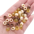 DIY acrylic donut beads set in cream, brown, and glitter yellow for jewelry making - Diameter approx. 9mm, Height approx. 6mm, Hole approx. 3.5/4mm / Brown Series (Approx. 100 pcs/Pack)