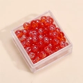 Perline di vetro rosse trasparenti in scatola quadrata per gioielli fai-da-te - 4mm (Foro da 1mm, 10g/Confezione, Circa 100 Pezzi) / Rosso Brillante Oliato