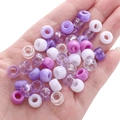 Colorful acrylic large hole pony beads for DIY jewelry and handmade bracelets - Diameter approx. 9mm, Height approx. 6mm, Hole approx. 3.5/4mm / Purple Series (Approx. 100 pcs/Pack)