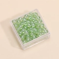 Perline di vetro rotonde verde chiaro trasparente in scatola acrilica per gioielli fai-da-te - 4mm (Foro da 1mm, 10g/Confezione, Circa 100 Pezzi) / Verde Chiaro Brillante Oliato