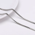 Cadena veneciana de acero inoxidable plateado para collares y pulseras DIY - Cadena de Perla Cuadrada Esmerilada (FLB075) / 1 Metro/Paquete