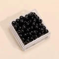Perline di vetro nere lucide in una scatola trasparente per creazione di gioielli DIY - 4mm (Foro da 1mm, 10g/Confezione, Circa 100 Pezzi) / Nero Porcellana Solido