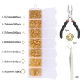 DIY jewelry making kit with golden jump rings in a plastic box and essential tools - Jump Rings Kit With Tools / Gold