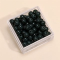 Perline di vetro verde scuro in scatola trasparente per gioielli fai-da-te e hobby - 4mm (Foro da 1mm, 10g/Confezione, Circa 100 Pezzi) / Verde Scuro Porcellana Solido
