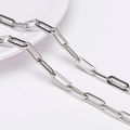 Minimalistische silberne Büroklammerkette mit hochglanzpolierten Edelstahlgliedern - Flachdraht-Gliederkette (5,5x15 mm)
