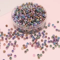 Iridescent 4mm glass seed beads in multiple colors for DIY handmade jewelry crafts - 4mm 10g/Pack / Random Mixed Colors