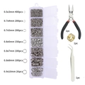 DIY jewelry making kit with 1170 jump rings in 7 sizes and essential hand tools - Jump Rings Kit With Tools / White Gold