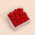 Perline di vetro rotonde rosso acceso in scatola trasparente per creazione di gioielli - 4mm (Foro da 1mm, 10g/Confezione, Circa 100 Pezzi) / Rosso Scuro Porcellana Solido