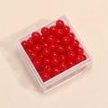 Perle di vetro rosse lucide in scatola trasparente per creazione gioielli fai-da-te - 4mm (Foro da 1mm, 10g/Confezione, Circa 100 Pezzi) / Rosso Porcellana Solido