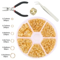 DIY jewelry making kit with golden jump rings in 6 sizes and pliers tools set - 1 Set / Gold Jump Rings Tool Combo Kit