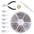 DIY jewelry making tool kit with pliers, tweezers and silver jump rings in storage box - 1 Set / White K Jump Rings Tool Combo Kit