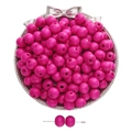 Hot pink round wooden beads for DIY necklaces and jewelry making accessories - 10mm Hole Approx 3mm / 50 Pieces / Rose Red