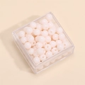 Perle tonde in vetro bianco con fori per gioielli fai-da-te in una scatola di plastica - 4mm (Foro da 1mm, 10g/Confezione, Circa 100 Pezzi) / Rosa Porcellana Solido