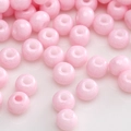 Pink marble texture glass beads for DIY jewelry making handmade necklace bracelets - Light Pink Large Hole Flat Bead (#07)