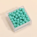 Perline di vetro verde menta per creazione di gioielli in una scatola di plastica - 4mm (Foro da 1mm, 10g/Confezione, Circa 100 Pezzi) / Menta Porcellana Solido
