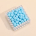 Perline di vetro rotonde celeste per gioielli fai da te in scatola trasparente - 4mm (Foro da 1mm, 10g/Confezione, Circa 100 Pezzi) / Blu Porcellana Solido