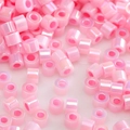 Pink iridescent cylindrical glass seed beads for DIY jewelry and handmade bracelets - Pink Holographic Cylinder Tube Bead (#09)